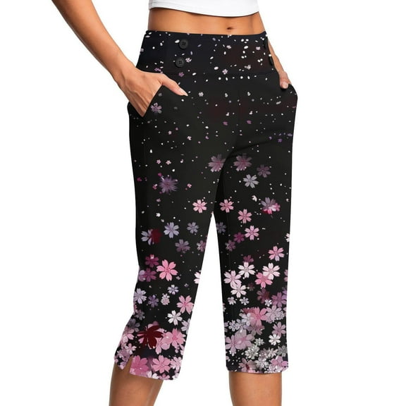 EchfiProm Graphic Running Leggings for Women Capri Yoga High Waist Elastic Waist Running Pants 5XL