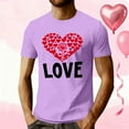 thumbnail image 1 of EchfiProm Graphic Tees for Men Purple Shirts Valentine Love Heart Athletic Graphic Young Mens Tops Short Sleeve M, 1 of 5