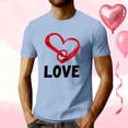 thumbnail image 1 of EchfiProm Graphic Tees for Men Short Sleeve Valentine Shirts Light Blue Basic Graphic Adults Tops L, 1 of 5
