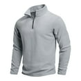 thumbnail image 1 of EchfiProm Gray Sweatshirt for Men Zip Mock Neck Long Sleeve Half Zip Fleece Relaxed Fit Pullover No Hood Sweatshirt M, 1 of 6