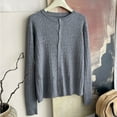 thumbnail image 1 of EchfiProm Gray Tops for Women Ribbed Cardigan Long Sleeve Crew Neck Solid Fall Ladies Sweater Loose, 1 of 3