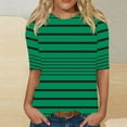 thumbnail image 1 of EchfiProm Green Tops for Women Long Sleeve Pullover Y2k Striped Womens T-Shirt Relaxed Fit, 1 of 5