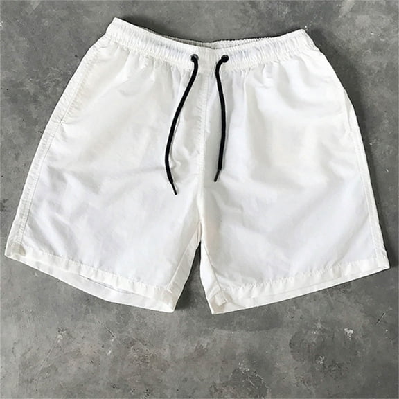 EchfiProm Hiking Shorts Men Sports Running Fitness Elastic Waist Shorts Casual Shorts Beach Shorts White