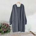 thumbnail image 1 of EchfiProm Hooded Sweater Women Gray Christmas Duster Knit Long Sleeve Solid Cardigan Outfits Sweater Coat with Pockets, 1 of 3