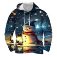 thumbnail image 1 of EchfiProm Hoodies for Men Heavyweight Fleece Graphic Christmas Snowman Pullover Hooded Blue Mens Sweatshirt Athletic M, 1 of 2