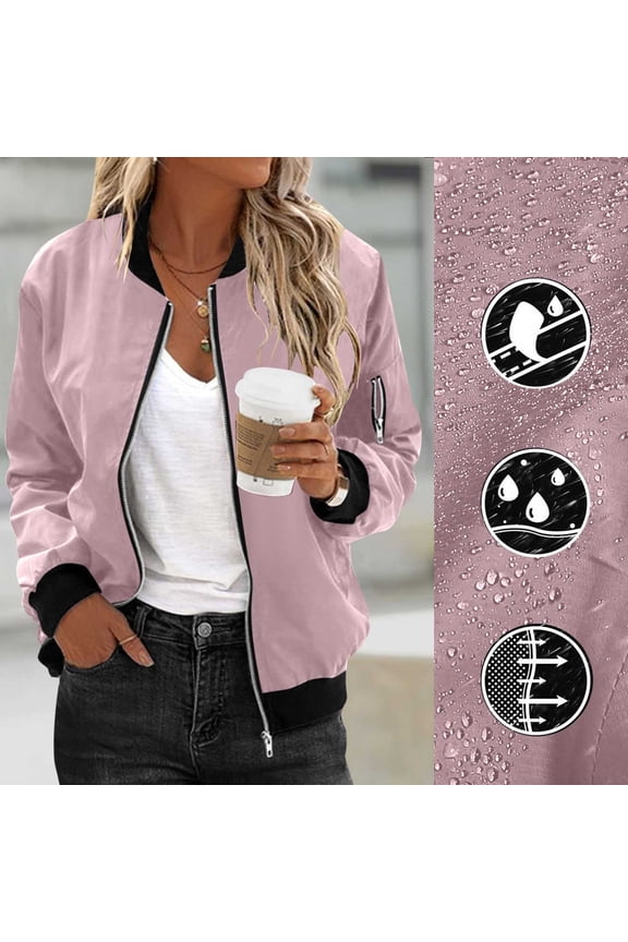 Light Windbreaker Jacket Women Pink Lightweight Hiking Hooded Waterproof Zip-up Coat