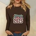 EchfiProm Long Sleeve Tops for Womens Brown New Years Eve Crewneck