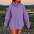 thumbnail image 1 of EchfiProm Long Sweatshirts Women Purple Pullover Hooded Long Sleeve Solid Color Pocket Casual Hoodie, 1 of 5