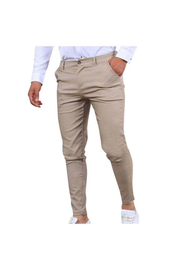 Men Pants,Mens Workout Pants Dress Pants Pockets Trousers Khaki Slim Fit Pants