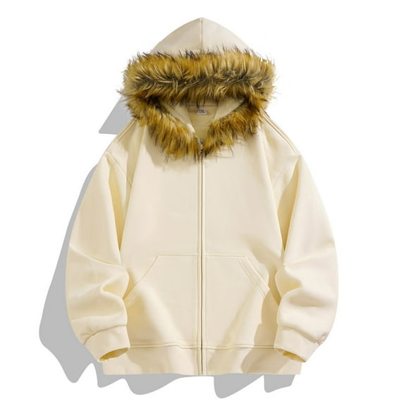 EchfiProm Mens Beige Hoodies Activewear Oversized Jackets Tranning Sweatshirt Full Zip Long Sleeve Tops for Men 3XL
