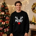 thumbnail image 1 of EchfiProm Mens Black Sweatshirts Christmas No hood Greflying Merry And Bright Graphic Xmas Shirts for Men Crewneck, 1 of 6