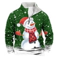 thumbnail image 1 of EchfiProm Mens Fleece Hoodies Graphic Pullover Green Christmas Snowman Zipper Mock Neck Xmas Sweatshirt for Men Athletic L, 1 of 3