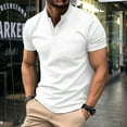 thumbnail image 1 of EchfiProm Mens Graphic T-Shirts Under $10 V Neck Short Sleeve White Casual Button Down Polo Shirts Solid Summer Tops S, 1 of 6