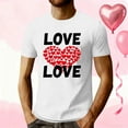 thumbnail image 1 of EchfiProm Mens Graphic Tees Valentine White Shirts Short Sleeve Athletic Graphic Love Heart Tops for Young Mens 2XL, 1 of 5