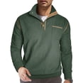thumbnail image 1 of EchfiProm Mens Green Pullover Heavyweight Graphic Daily Wear Stand Collar Henley Tops for Men Long Sleeve S, 1 of 5