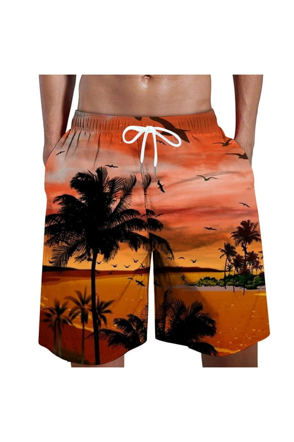 Mens Gym Shorts With Pockets Hawaiian Shorts Summer Vacation Shorts Beach Shorts Orange