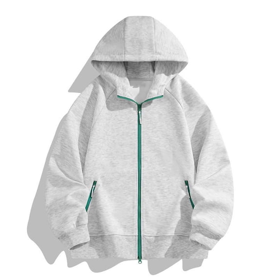 EchfiProm Mens Hoodies Daily Wear Activewear Graphic Jackets Gray Long Sleeve Zip up Tops for Men Sweatshirt L