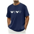 thumbnail image 1 of EchfiProm Mens Navy T shirts Short Sleeve Shirts Valentine Heart Basic Graphic Tops for Young Mens L, 1 of 4