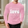 thumbnail image 1 of EchfiProm Mens Pink T shirts Waffle Shirts Long Sleeve Basic Graphic Love Valentine Tops for Adult L, 1 of 8
