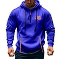 thumbnail image 1 of EchfiProm Mens Plain Hoodies Zipper Sweatshirt Blue Workout Running Tops for Men L, 1 of 5