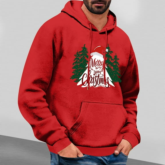 EchfiProm Mens Pullover Hoodies Merry Christmas with Pockets Hooded Graphic Xmas Sweatshirt for Men Essentials M
