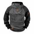 thumbnail image 1 of EchfiProm Mens Pullover Hoodies Zipper Gray Sweatshirt Workout Long Sleeve Tops for Men Walking L, 1 of 3