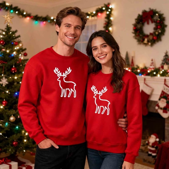 EchfiProm Mens Red Sweatshirts No hood Christmas Funny Graphic Crewneck Xmas Shirts for Men