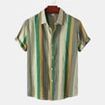 thumbnail image 1 of EchfiProm Mens Shirts Clearance Under $5.00 Turndown Collar Short Sleeve Yellow Striped Casual Button Down Shirts XL, 1 of 1