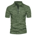 thumbnail image 1 of EchfiProm Mens T-Shirts Short Sleeve Army Green V Neck Polo Shirts Solid Slim Fit Summer Tops 3XL, 1 of 1
