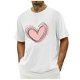 thumbnail image 1 of EchfiProm Mens T shirts Valentine Shirts Short Sleeve Graphic White Summer Heart Tops for Big and Tall Men 2XL, 1 of 4