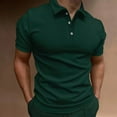 thumbnail image 1 of EchfiProm Mens Tops Army Green Short Sleeve V Neck Sports Fitness Polo Shirts Solid Y2k Tops M, 1 of 6