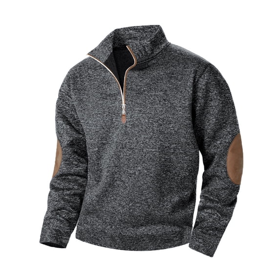 EchfiProm Mens Zip Pullover Gray Zip Mock Neck Graphic Daily Wear Sweatshirt Stand Collar Tops for Men Long Sleeve L