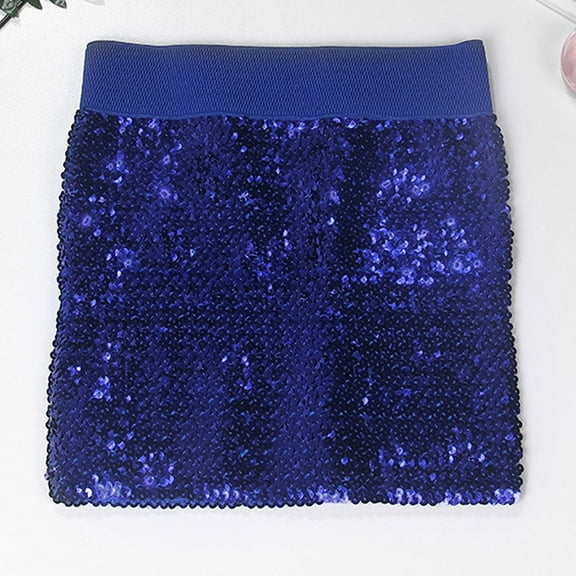 EchfiProm Mini Skirts for Women Glitter Club Sequin Party Cocktail Going Out Blue Womens Skirts Elastic Waist