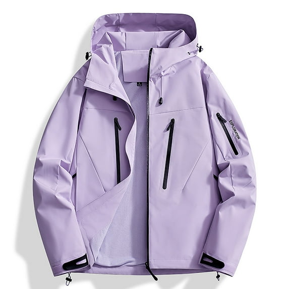 EchfiProm Multicolor Womens Waterproof Softshell Jacket Zip-up Hiking Multipocket Mid-Weight Windproof Hooded Coat