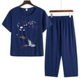 thumbnail image 1 of EchfiProm Navy Sleepwear for Women Pajama Set Short Sleeve Shirts Cotton Capris Sleepwear Sets XL, 1 of 3