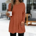 thumbnail image 1 of EchfiProm Orange Shirts for Women Winter Ribbed Tunic Tops Crew Neck Blouse Long Sleeve Loose Solid Womens, 1 of 8