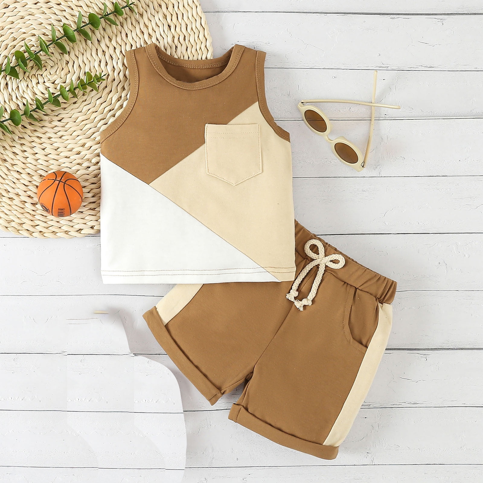 EchfiProm Outfit Sets Pretty Baby Boy Short Sleeve Tank Top and Shorts