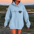 thumbnail image 1 of EchfiProm Oversized Sweatshirt for Womens Pullover with Pockets Hoodies Blue Long Sleeve Hooded Casual Ladies Tunic Tops Graphic, 1 of 4