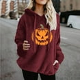 thumbnail image 1 of EchfiProm Oversized Sweatshirts for Womens Pumpkin Fleece Hoodies Cute Pullover Red Long Sleeve Ladies Tops with Pockets, 1 of 4