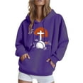 thumbnail image 1 of EchfiProm Oversized Sweatshirts for Womens with Pocket Purple Hooded Long Sleeve Soft Pullover Ladies Tops Graphic 3XL, 1 of 5