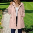 thumbnail image 1 of EchfiProm Pink Waterproof Rain Jacket Women Windproof Travel Multipocket Zip-up Hooded Outwear, 1 of 9