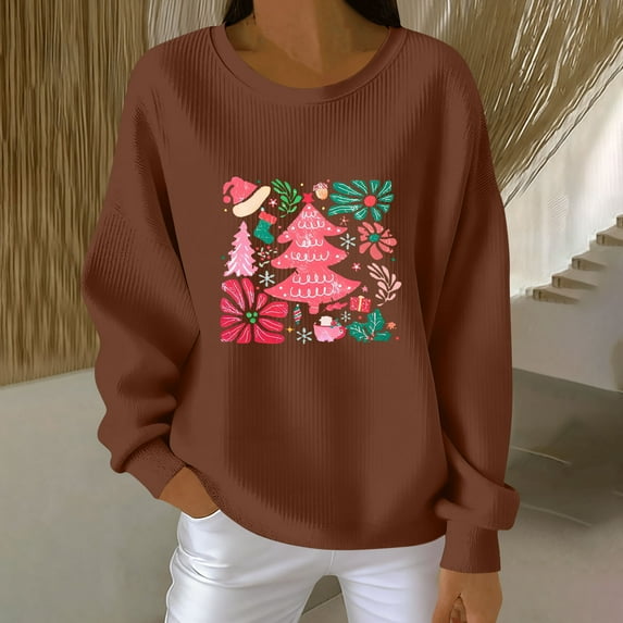 EchfiProm Plus Size Christmas Sweatshirts for Women Pullover Sweatshirt Crewneck Vintage Wine Glass Womens Clothes Long Sleeve