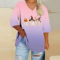 thumbnail image 1 of EchfiProm Plus Size Fall Shirts for Women 3/4 Sleeve Pink Pullover V-Neck Relaxed Fit Casual Graphic Shirts, 1 of 4