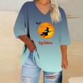 thumbnail image 1 of EchfiProm Plus Size Funny Shirts for Women Green 3/4 Sleeve Pullover Relaxed Fit V-Neck Dressy Graphic Blouse, 1 of 4