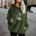 thumbnail image 1 of EchfiProm Pullover Sweatshirt for Womens Green Casual Hoodies with Pockets Hooded Long Sleeve Oversized Graphic Ladies Tops Fleece, 1 of 4