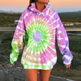 thumbnail image 1 of EchfiProm Purple Sweatshirts for Women Trendy Pullover Oversized Hooded Long Sleeve Outfits Tie-dye Hoodie with Pocket, 1 of 5