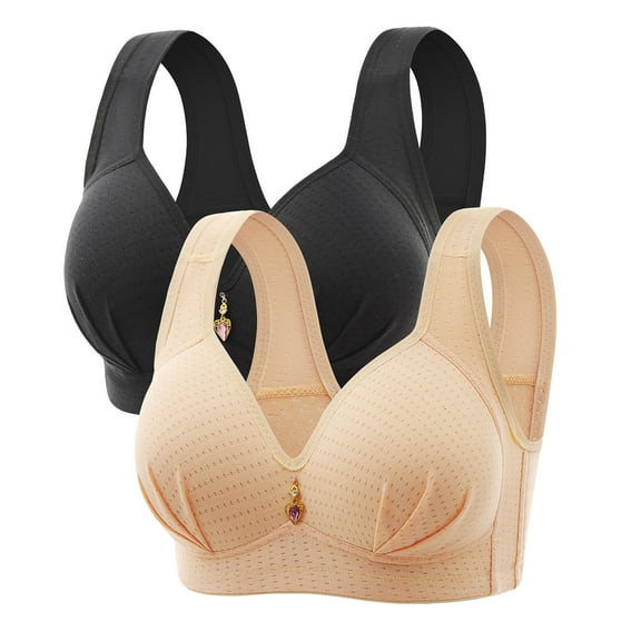 EchfiProm Purple Women Bras Comfortable 2PC Wire-Free Push Up Full Coverage Bras 44