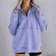 thumbnail image 1 of EchfiProm Purple Women Sweatshirts Fall Lightweight Zip Mock Neck Pullover Comfort Long Sleeve Half Zip Solid Color Sweatshirt, 1 of 5