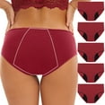 thumbnail image 1 of EchfiProm Red Underwear Women Pack High Waist 5PC Plus Size Breathable Comfortable Polyester Period XXXXXL, 1 of 9