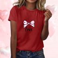 thumbnail image 1 of EchfiProm Shirts for Women Bow Print Valentine Graphic Tee Red Crew Neck Valentine Day Womens Plus Size Tops Short Sleeve, 1 of 5